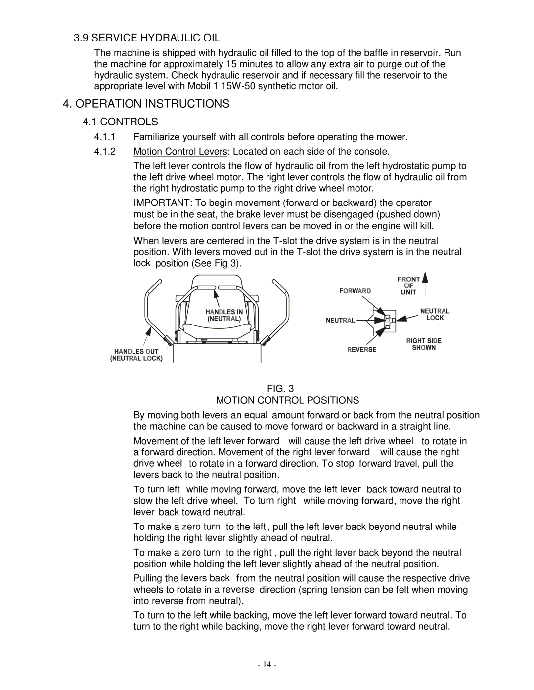 Exmark LAZER ZTM manual Operation Instructions, Service Hydraulic OIL, Controls 