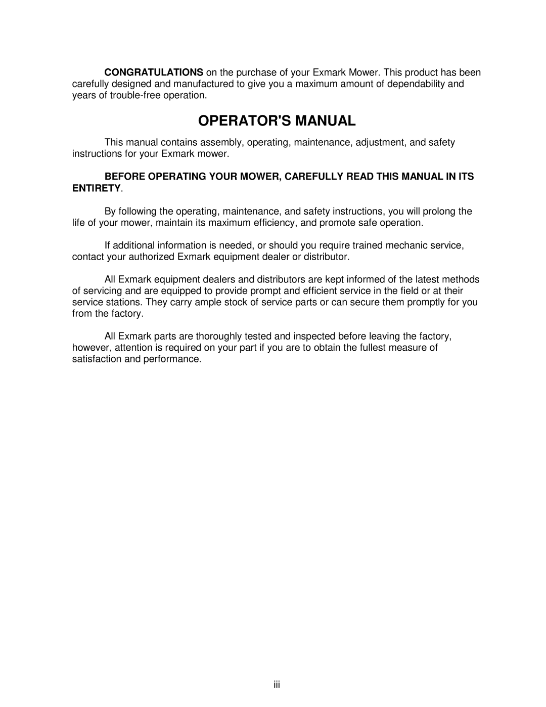 Exmark Lazer ZXS manual Operators Manual 