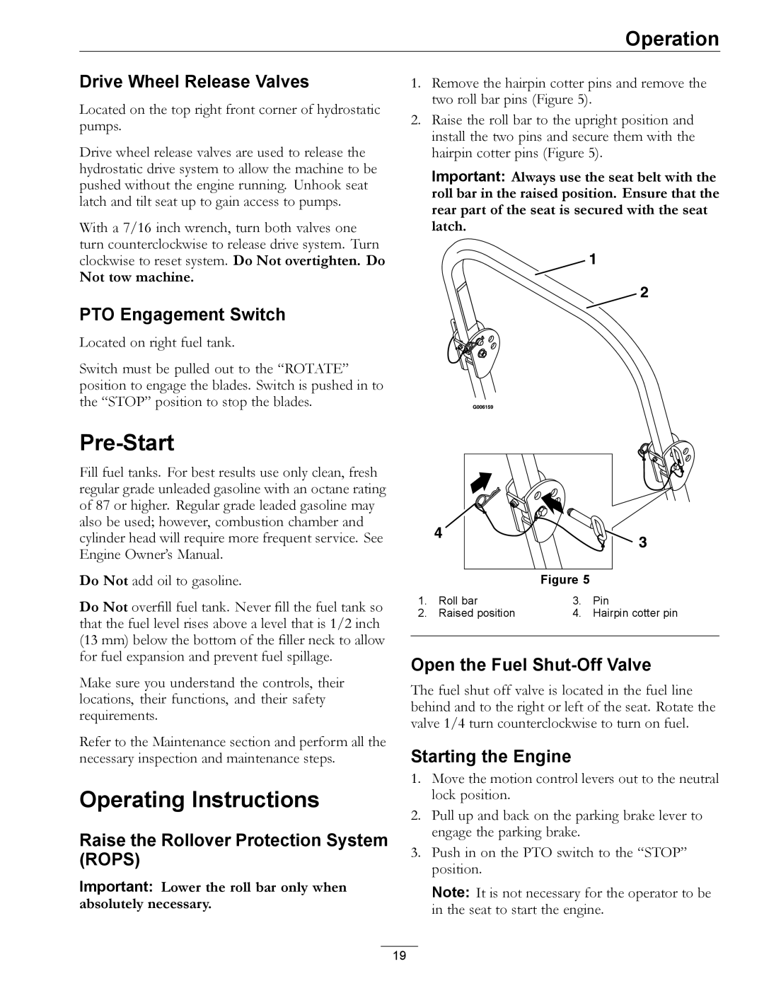 Exmark LZ27KC604 manual Pre-Start, Operating Instructions 