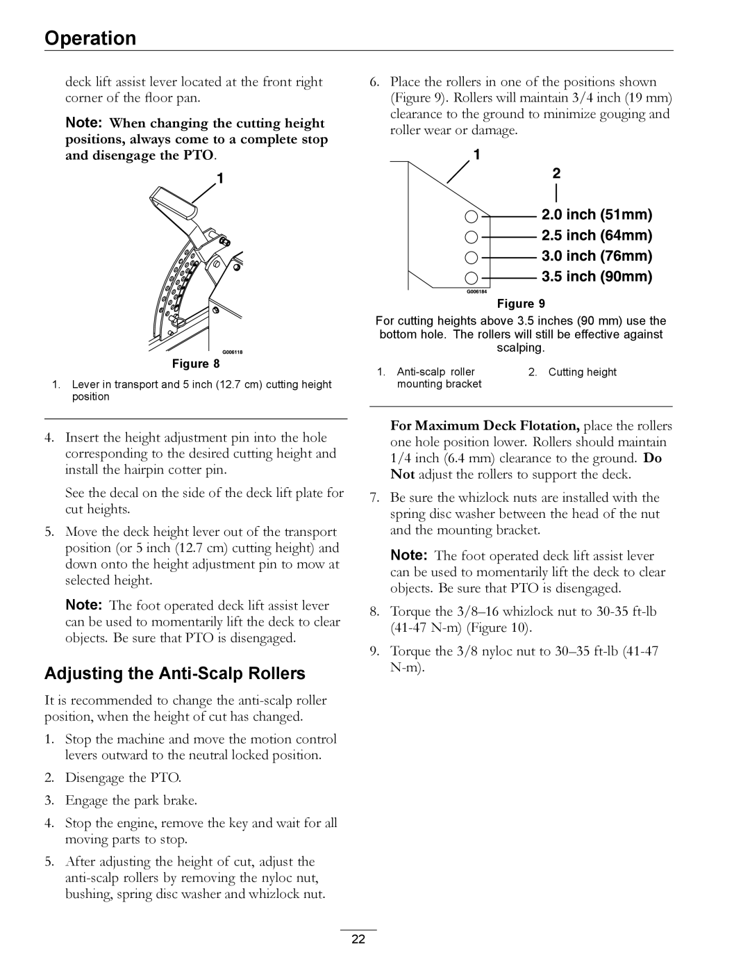 Exmark LZ27KC604 manual Adjusting the Anti-Scalp Rollers 