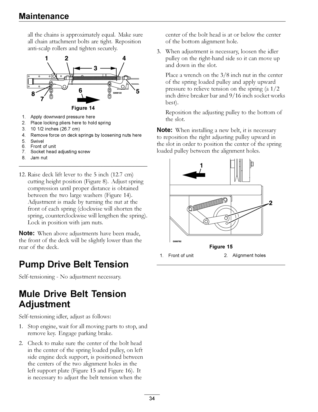 Exmark LZ27KC604 manual Pump Drive Belt Tension, Mule Drive Belt Tension Adjustment 