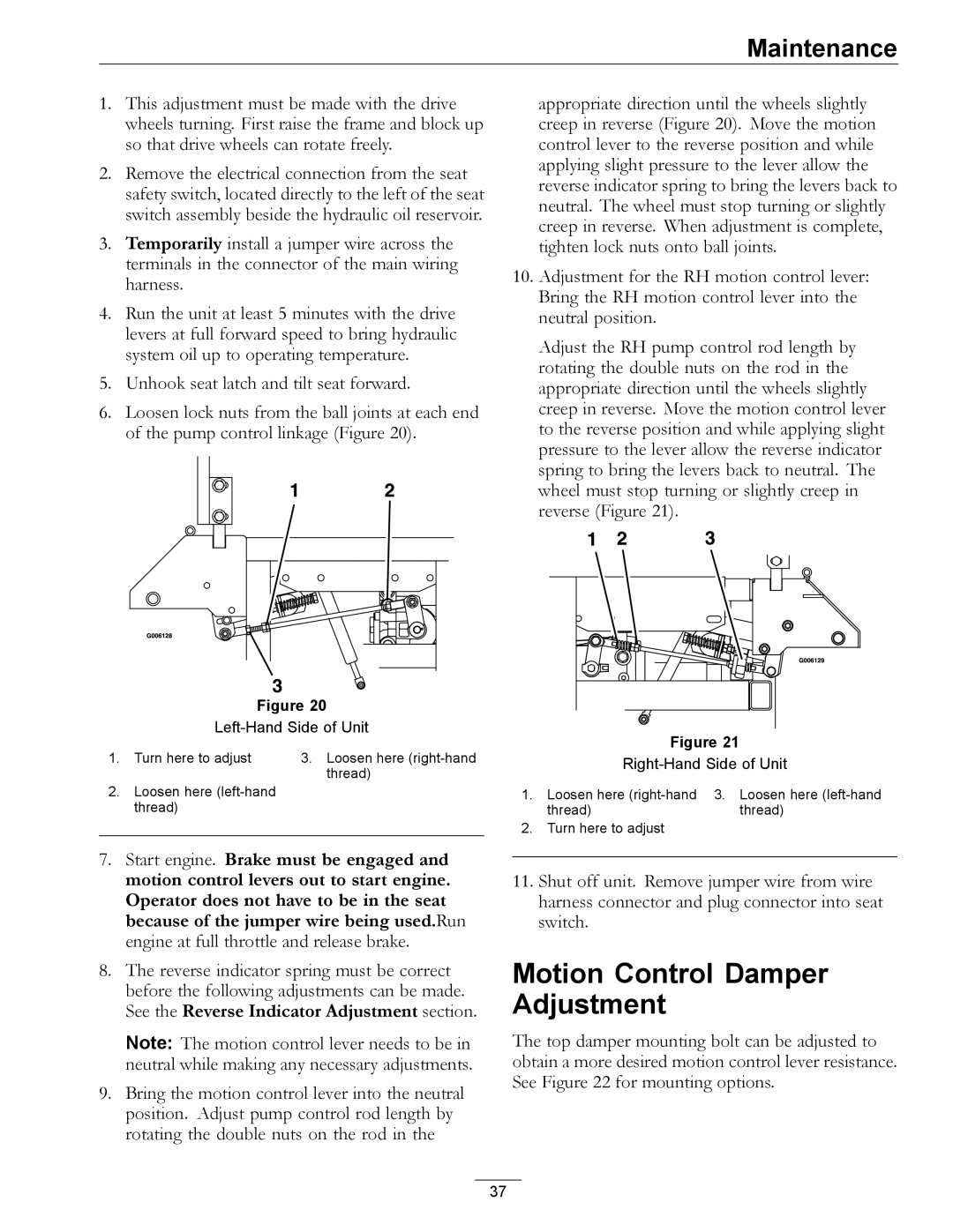 Exmark LZ27KC604 manual Motion Control Damper Adjustment 