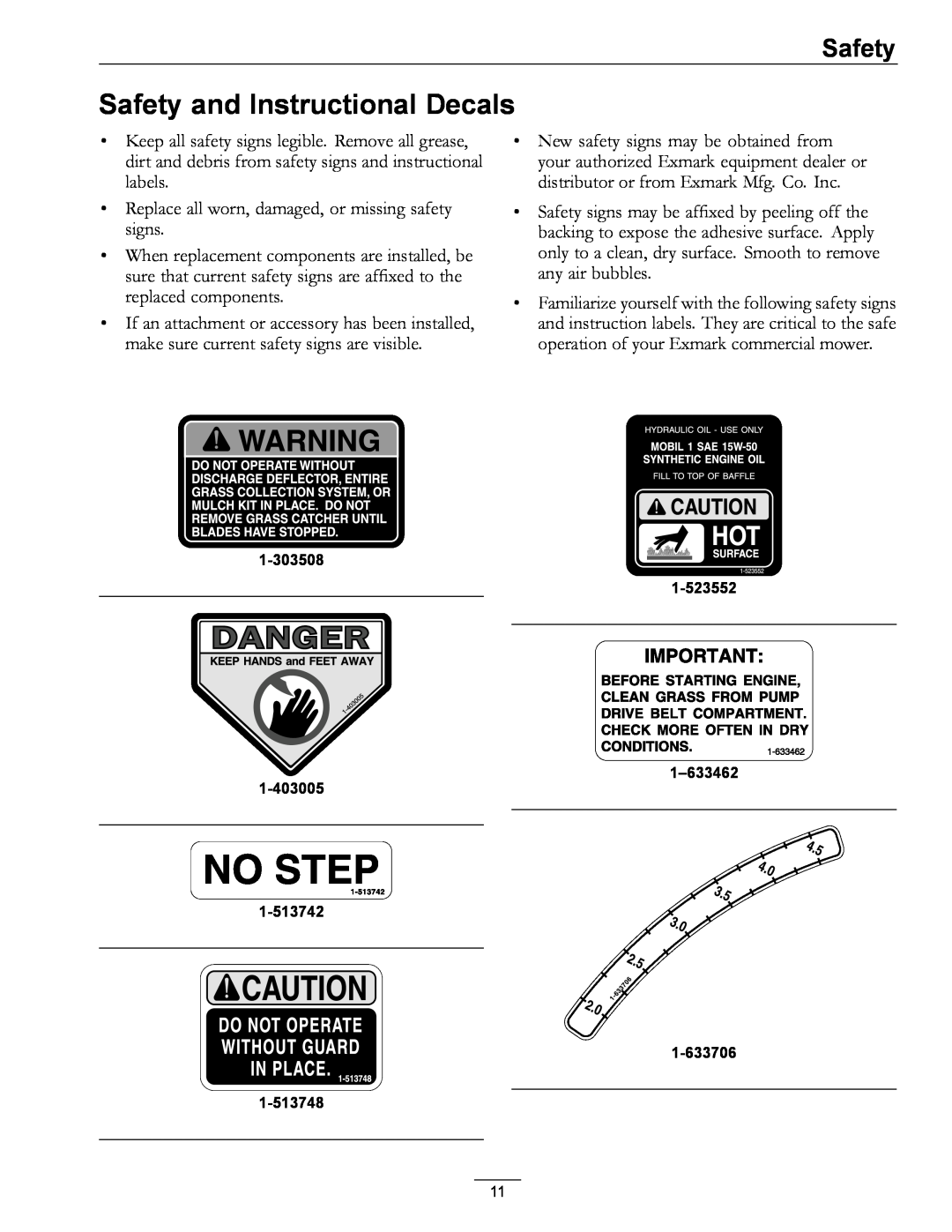 Exmark LZ27KC604 manual Safety and Instructional Decals 