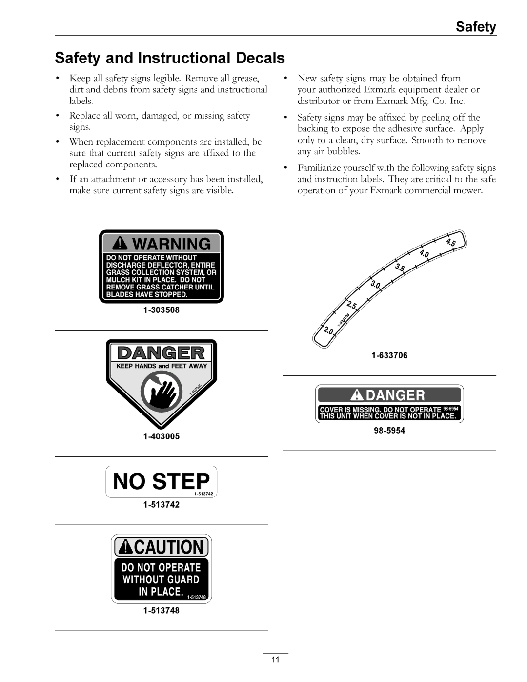 Exmark LZDS manual Safety and Instructional Decals 