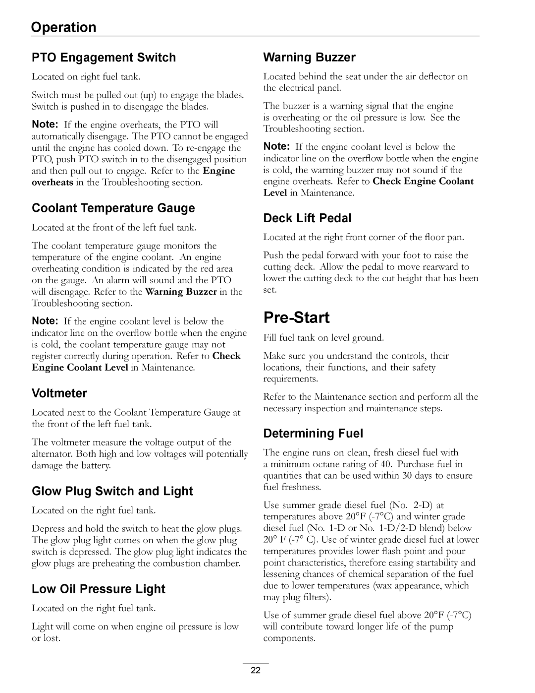 Exmark LZDS manual Pre-Start 