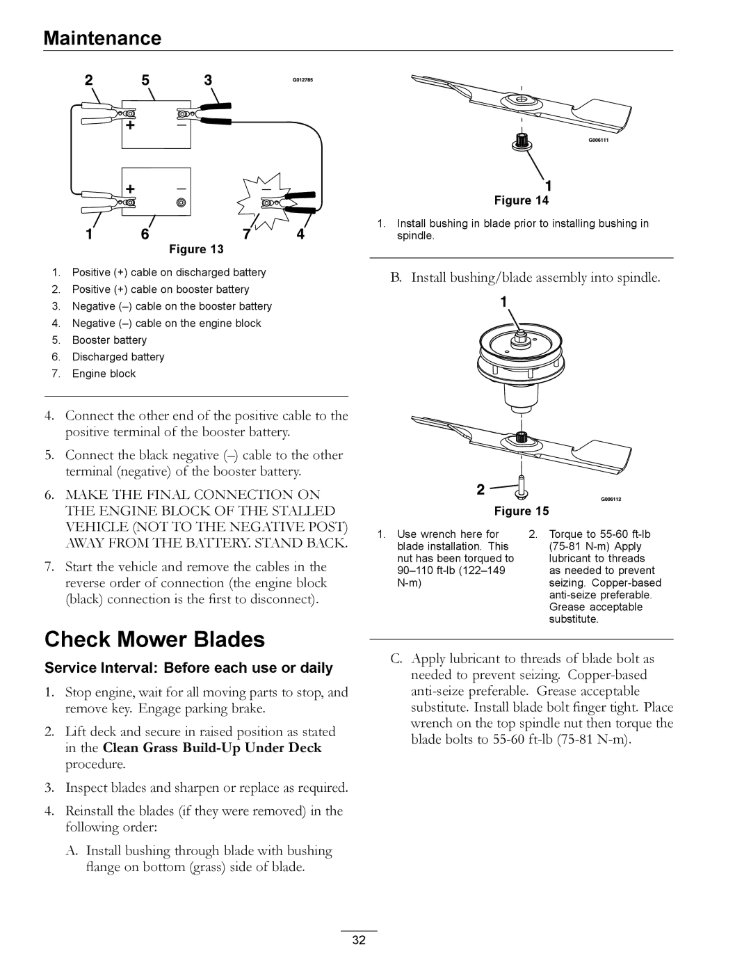 Exmark LZDS manual Check Mower Blades, Engine Block of the Stalled 