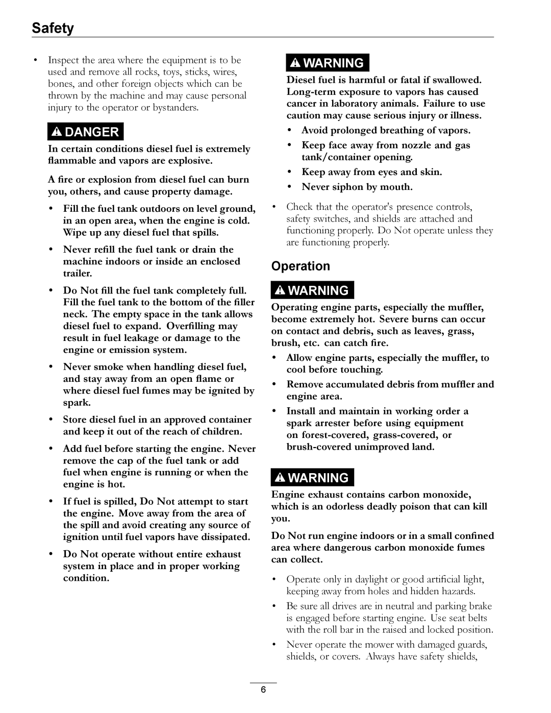 Exmark LZDS manual Operation 