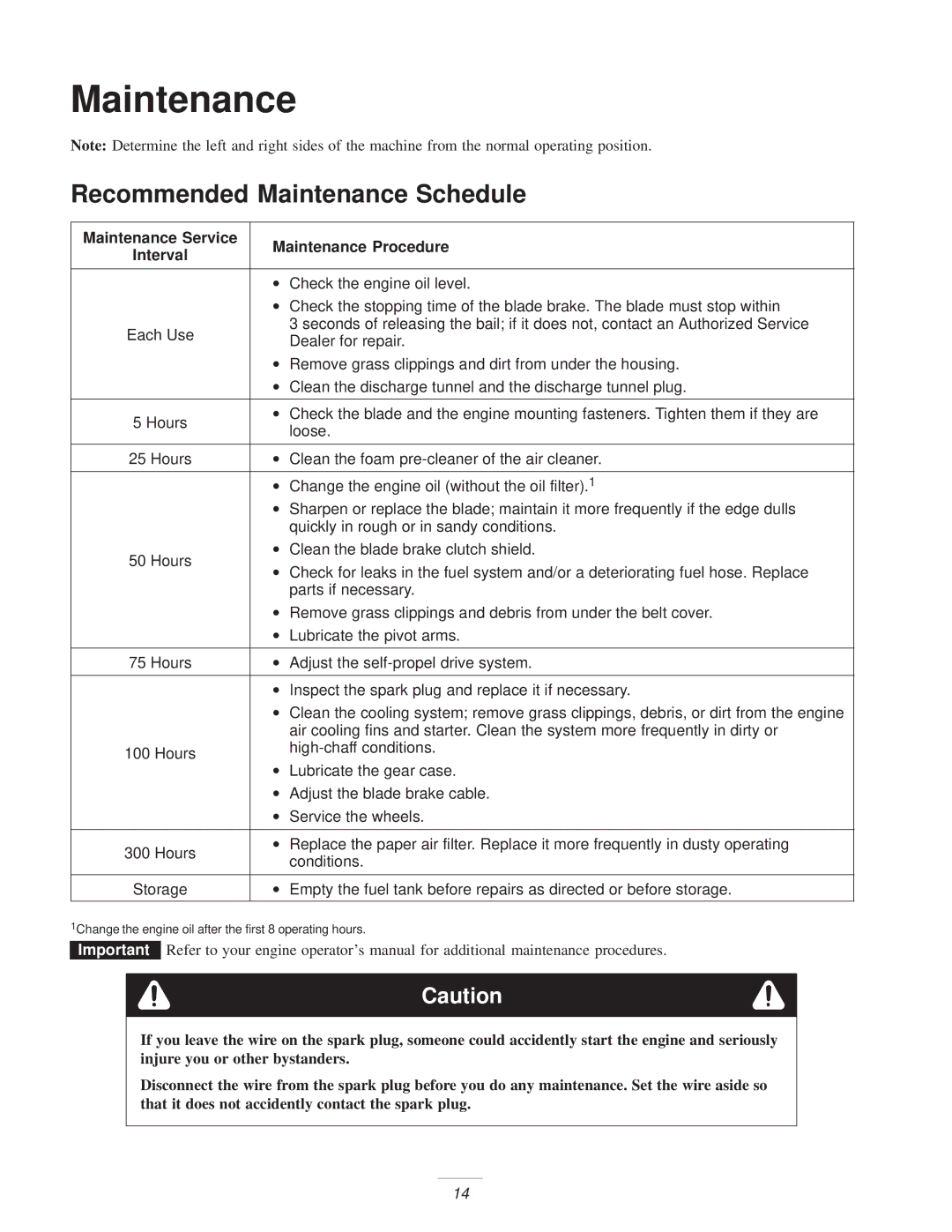 Exmark M216KASPC manual Recommended Maintenance Schedule 