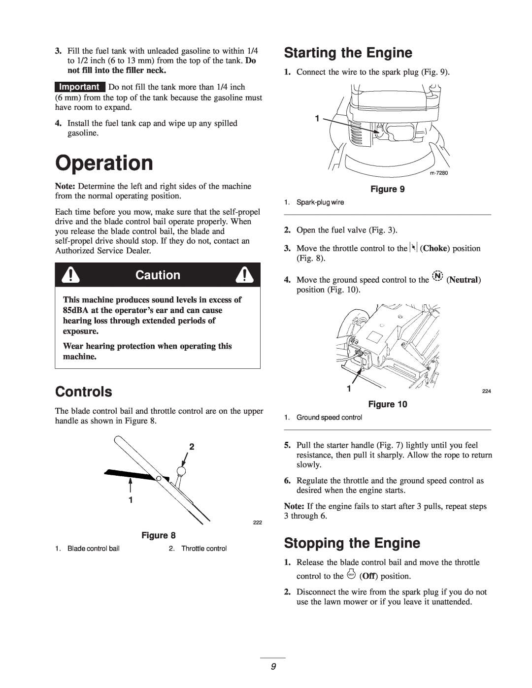 Exmark M216KASPC manual Operation, Controls, Starting the Engine, Stopping the Engine, Figure 