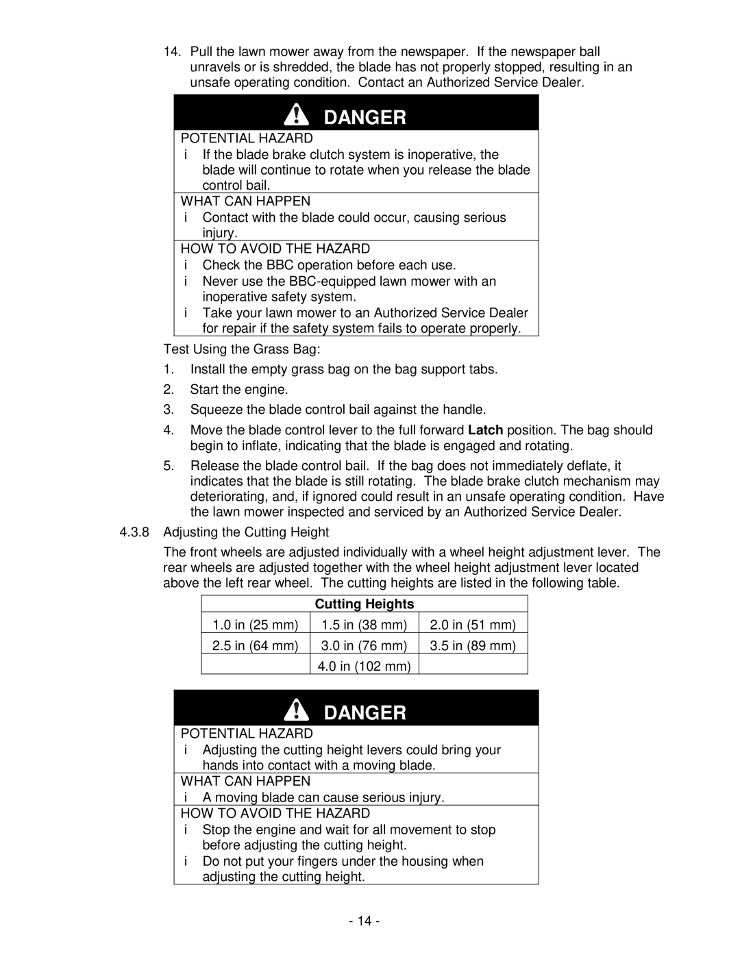 Exmark Metro 21, Metro 26 manual Cutting Heights 