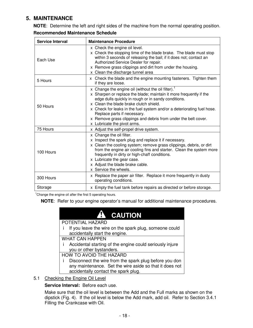 Exmark Metro 21, Metro 26 manual Recommended Maintenance Schedule 