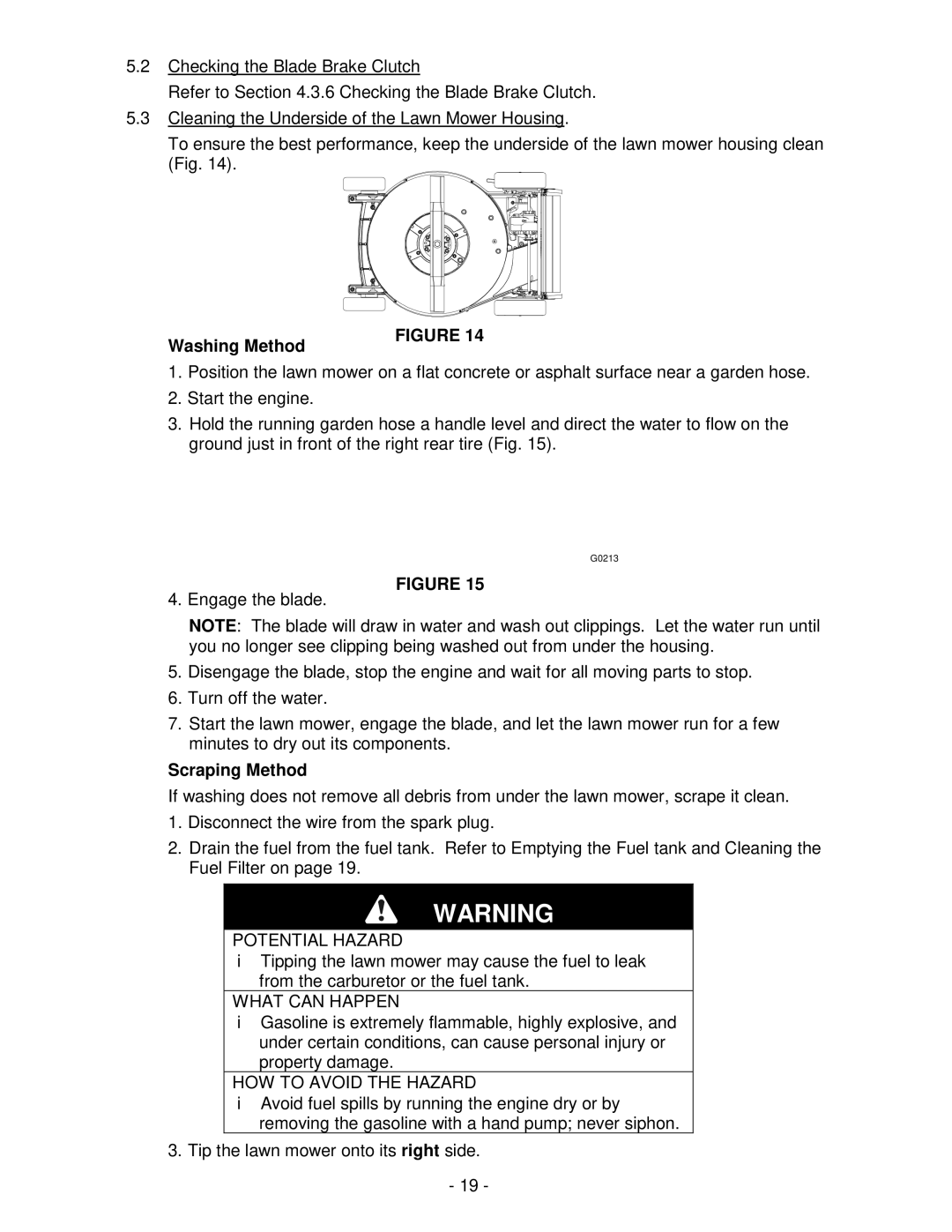 Exmark Metro 21, Metro 26 manual Washing Method, Scraping Method 