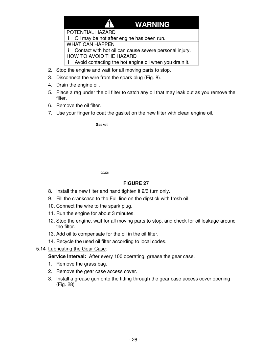 Exmark Metro 21, Metro 26 manual Gasket 