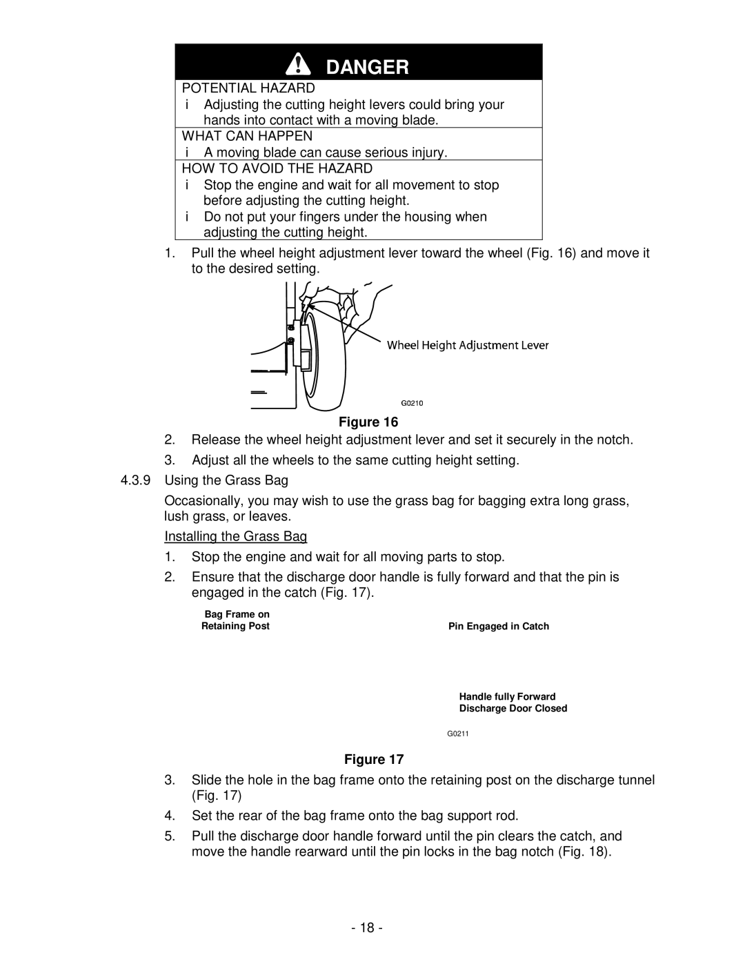 Exmark Metro 21 Series manual Moving blade can cause serious injury 