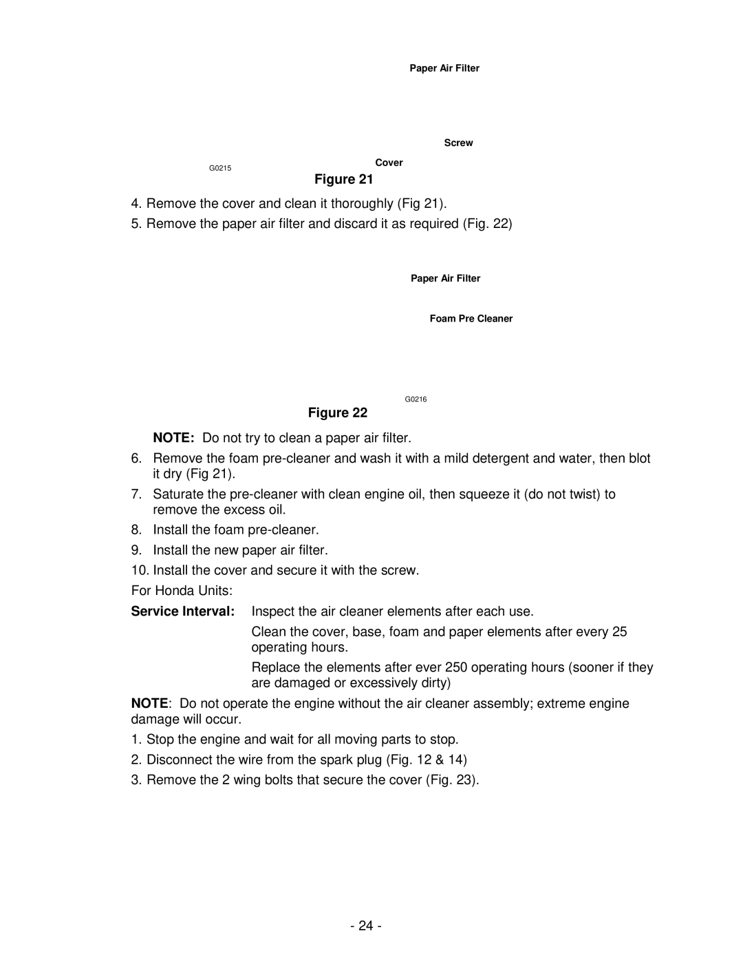 Exmark Metro 21 Series manual For Honda Units 