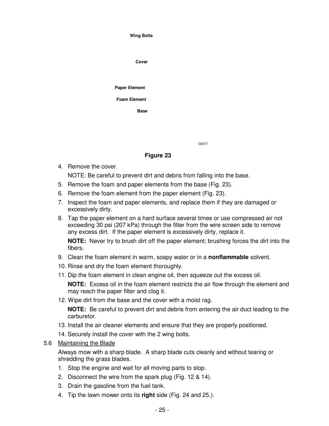 Exmark Metro 21 Series manual Wing Bolts Cover Paper Element Foam Element Base 