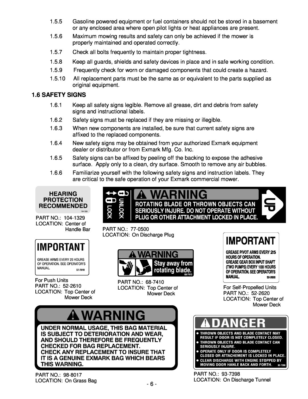 Exmark Metro 21 Series manual Safety Signs 