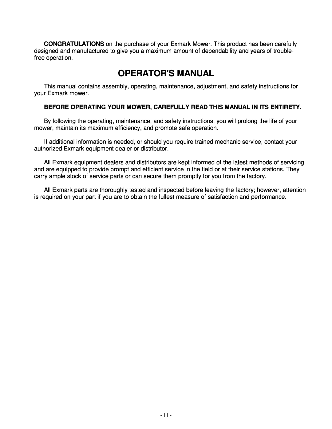 Exmark Metro 21 Series manual Operators Manual 