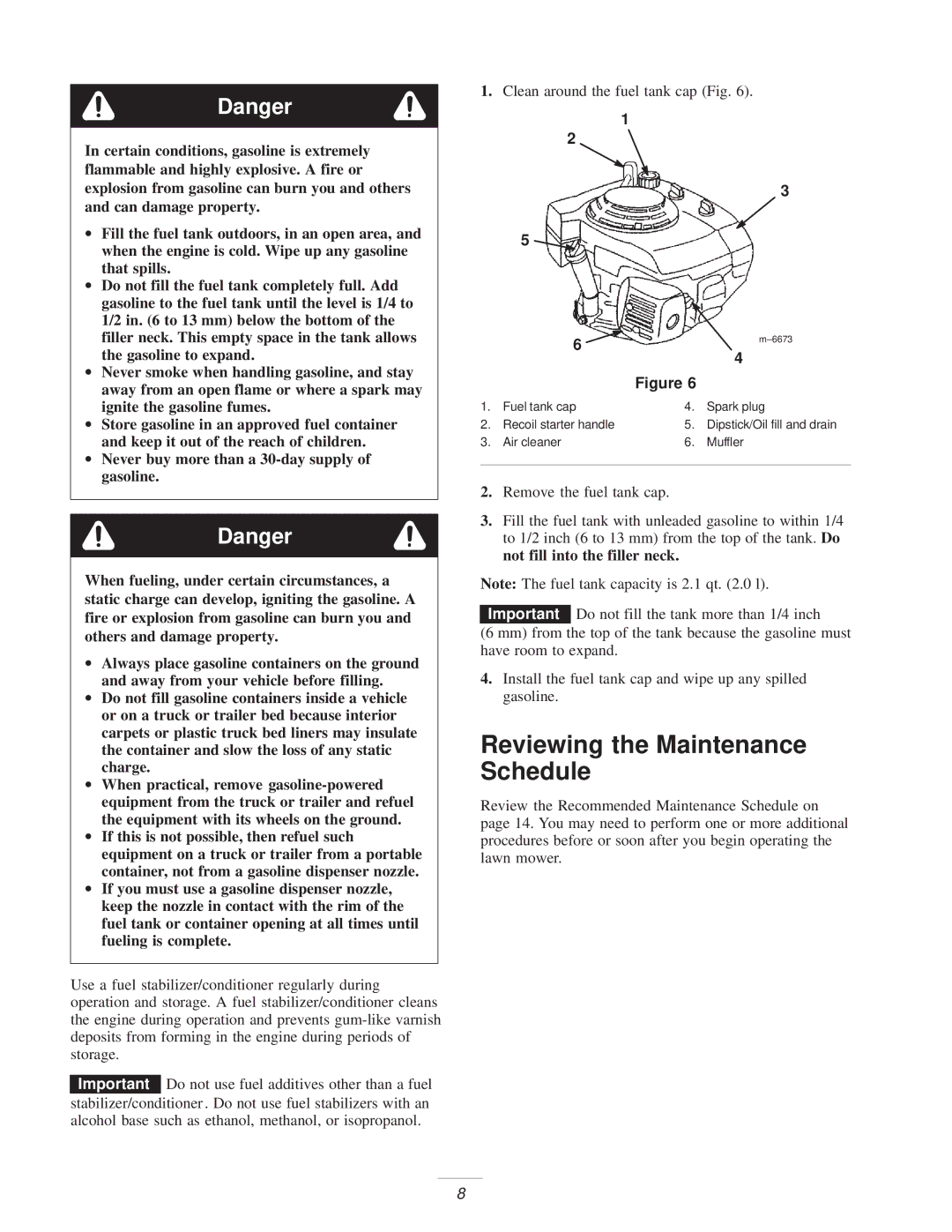 Exmark Metro 21 manual Reviewing the Maintenance Schedule 