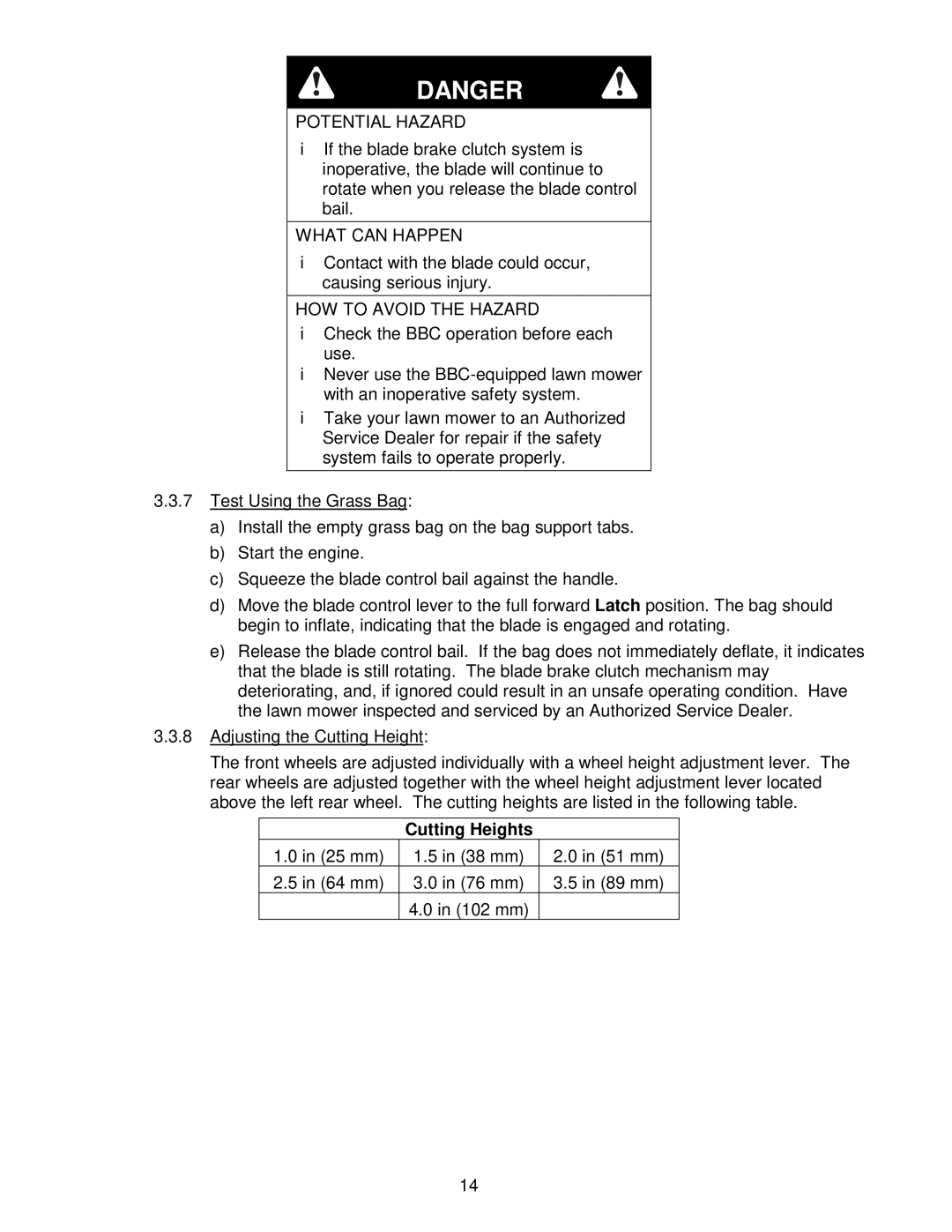 Exmark Metro 26 manual Cutting Heights 