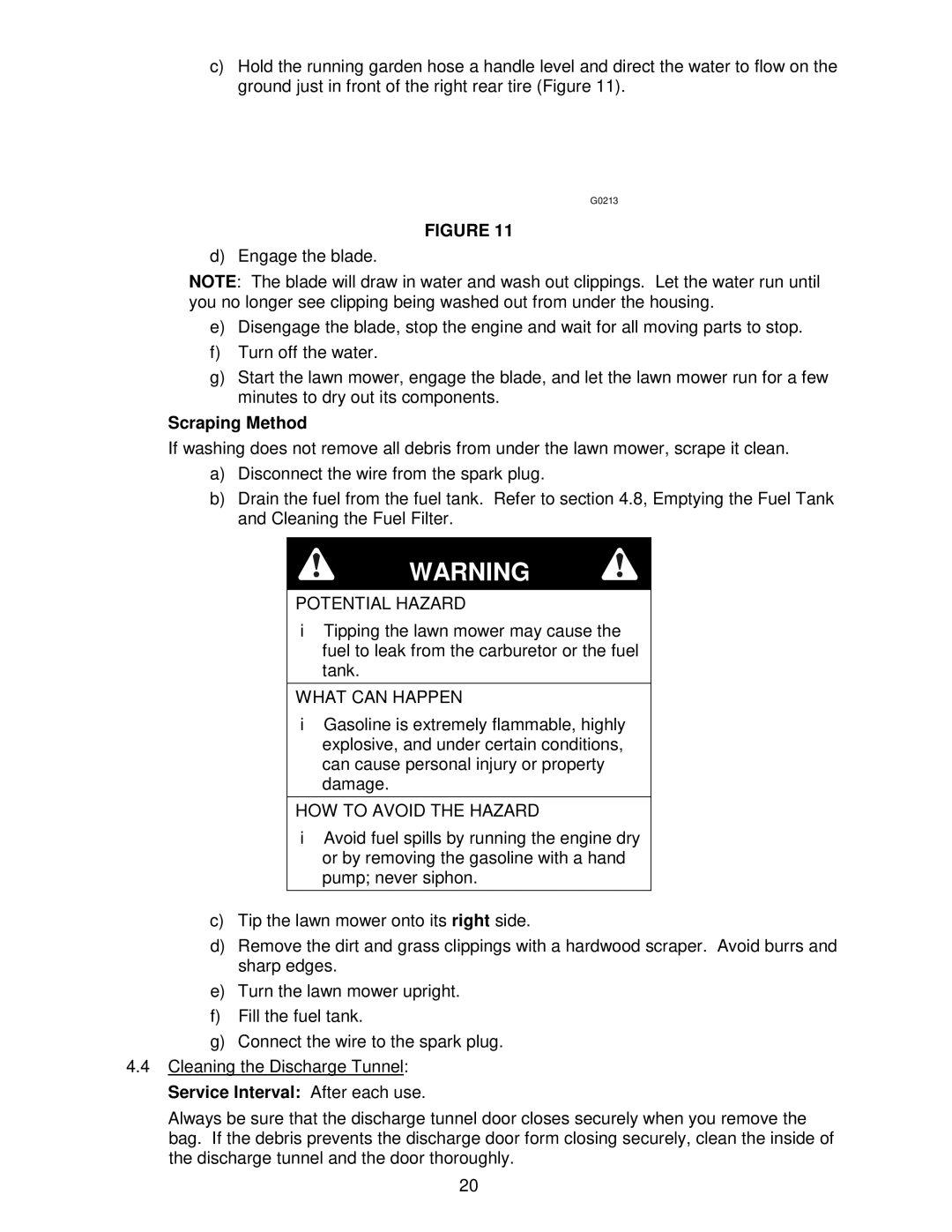 Exmark Metro 26 manual Scraping Method 