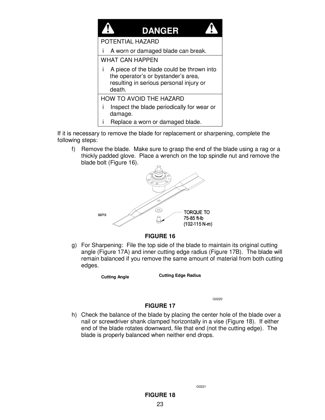 Exmark Metro 26 manual Worn or damaged blade can break 