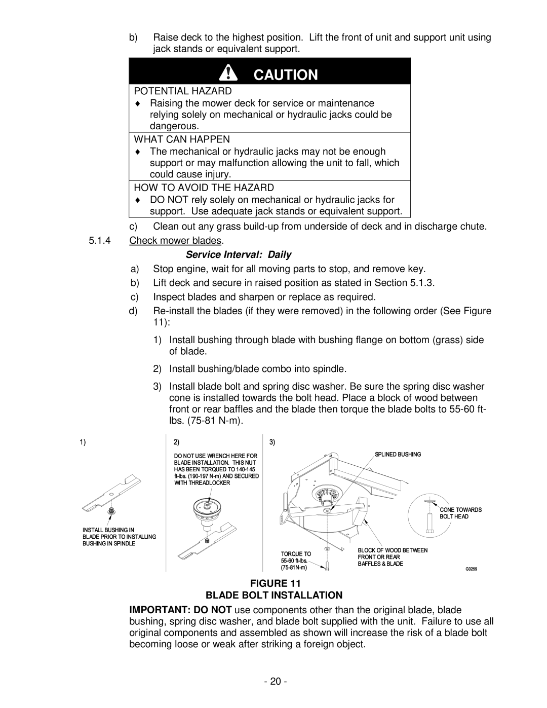 Exmark Metro HP manual Blade Bolt Installation 