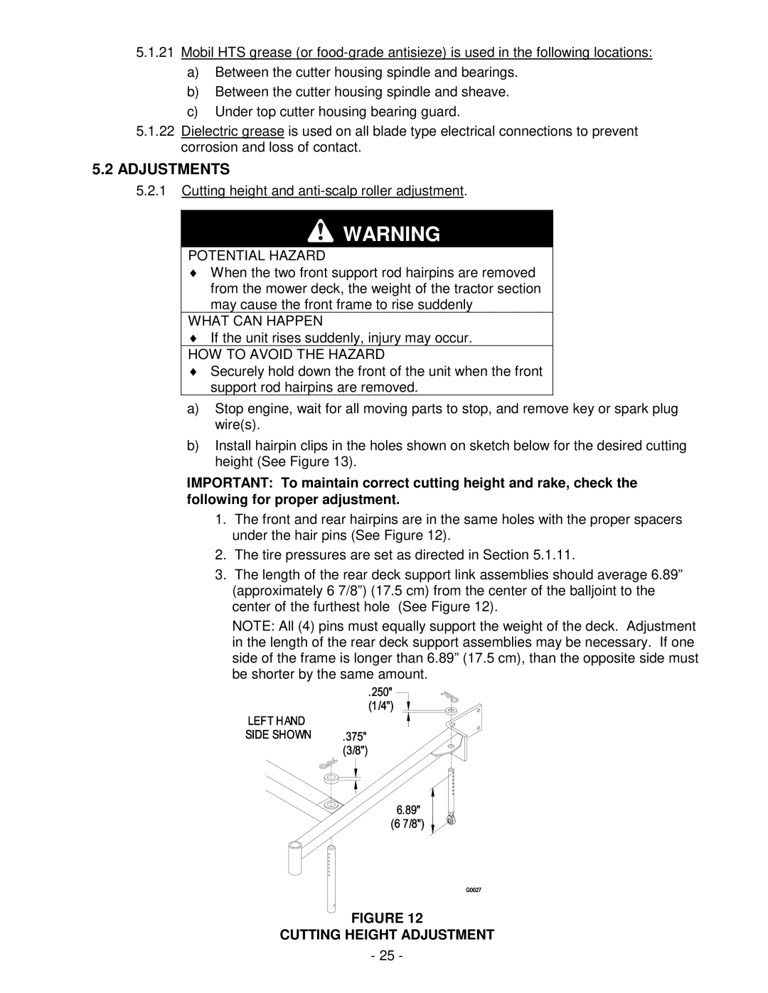 Exmark Metro HP manual Adjustments, Cutting Height Adjustment 