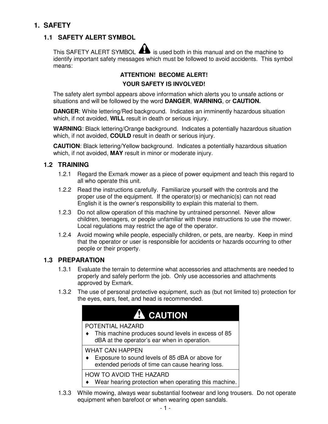 Exmark Metro HP manual Safety Alert Symbol, Training, Preparation, Your Safety is Involved 