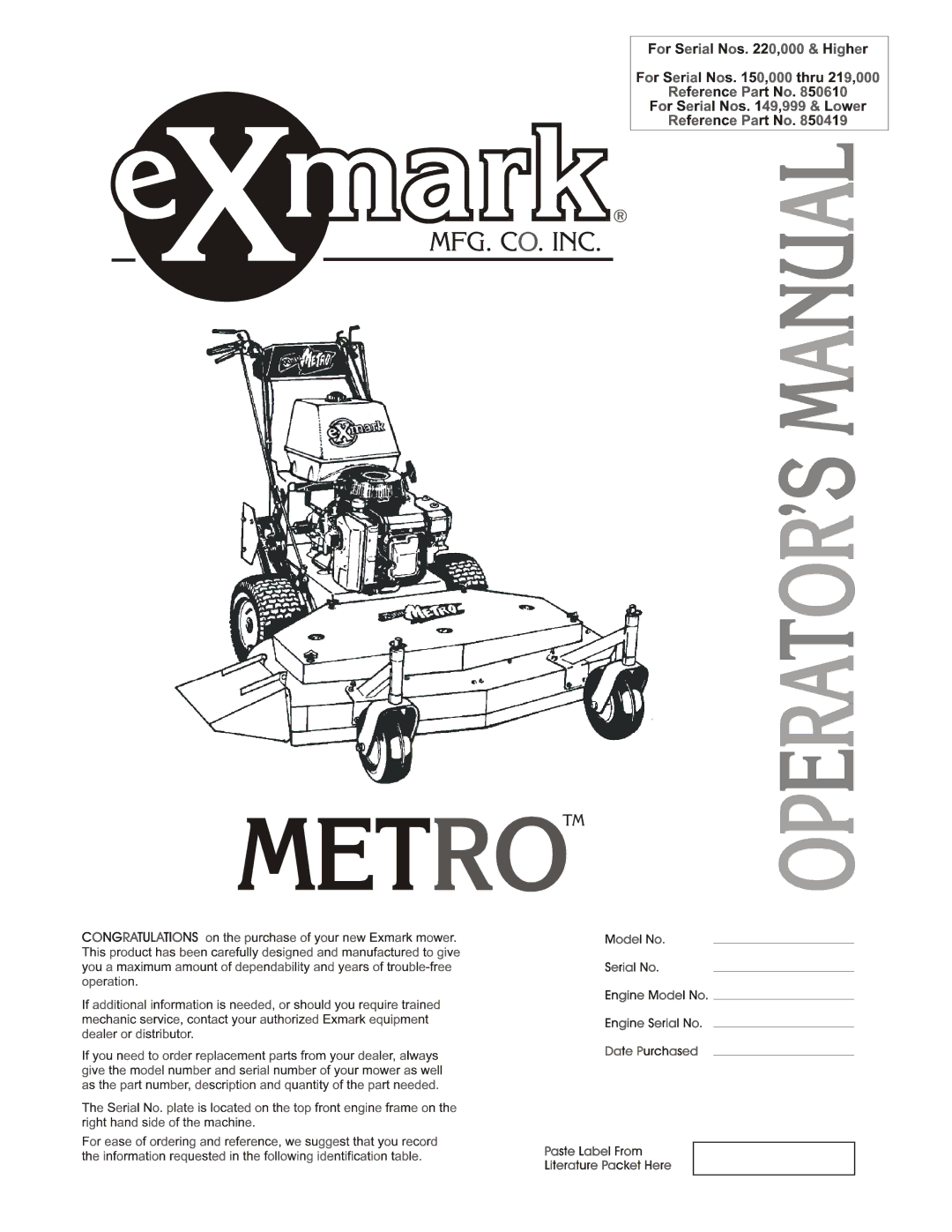 Exmark Metro manual 