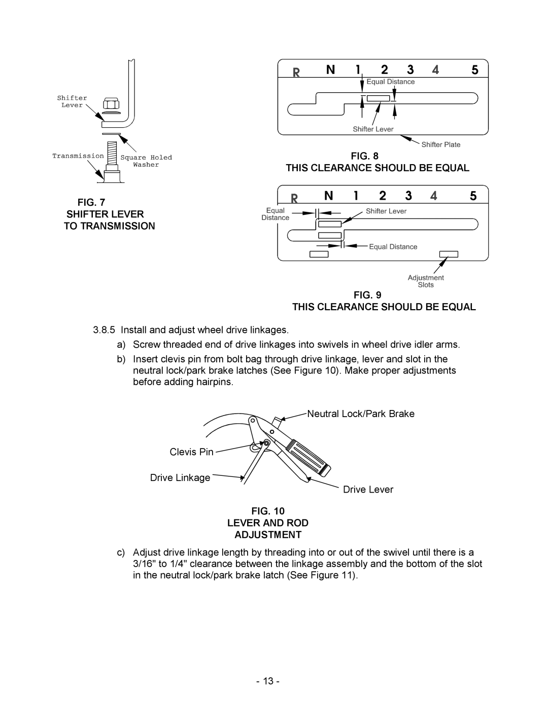 Exmark Metro manual This Clearance should be Equal Shifter Lever To Transmission, Lever and ROD Adjustment 