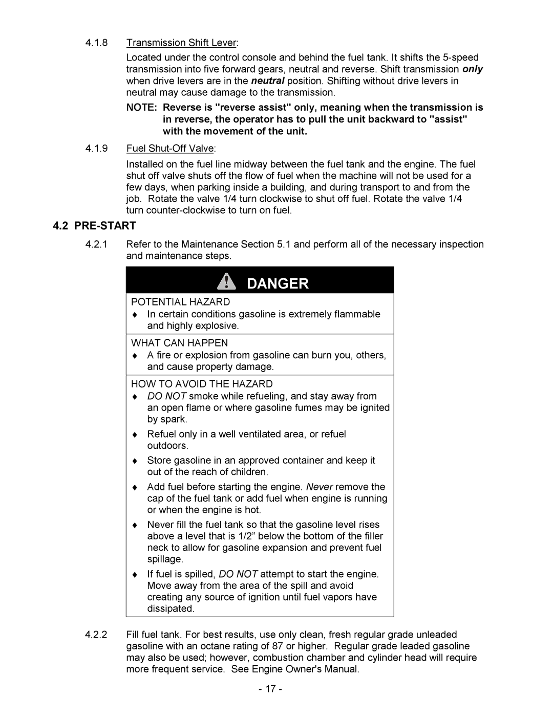 Exmark Metro manual Pre-Start 