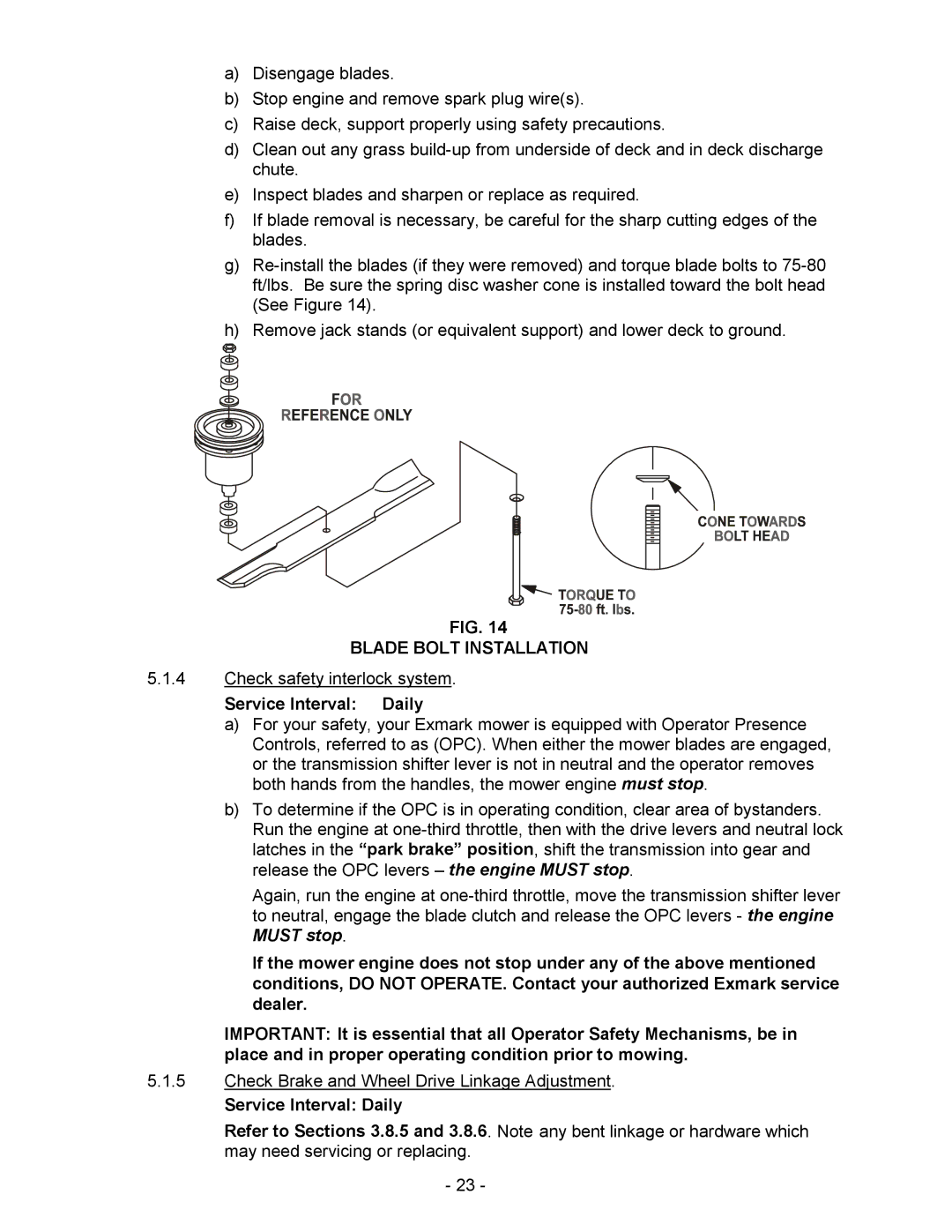 Exmark Metro manual Blade Bolt Installation 