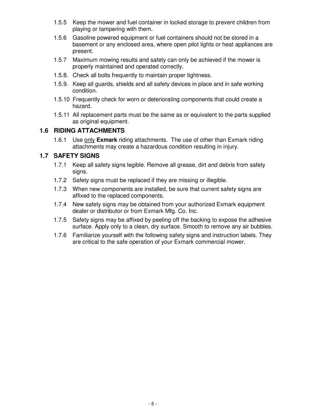 Exmark MHP4815KC, MHP3614KA, MHP3615KC, MHP3615KA, MHP4816BV manual Riding Attachments, Safety Signs 