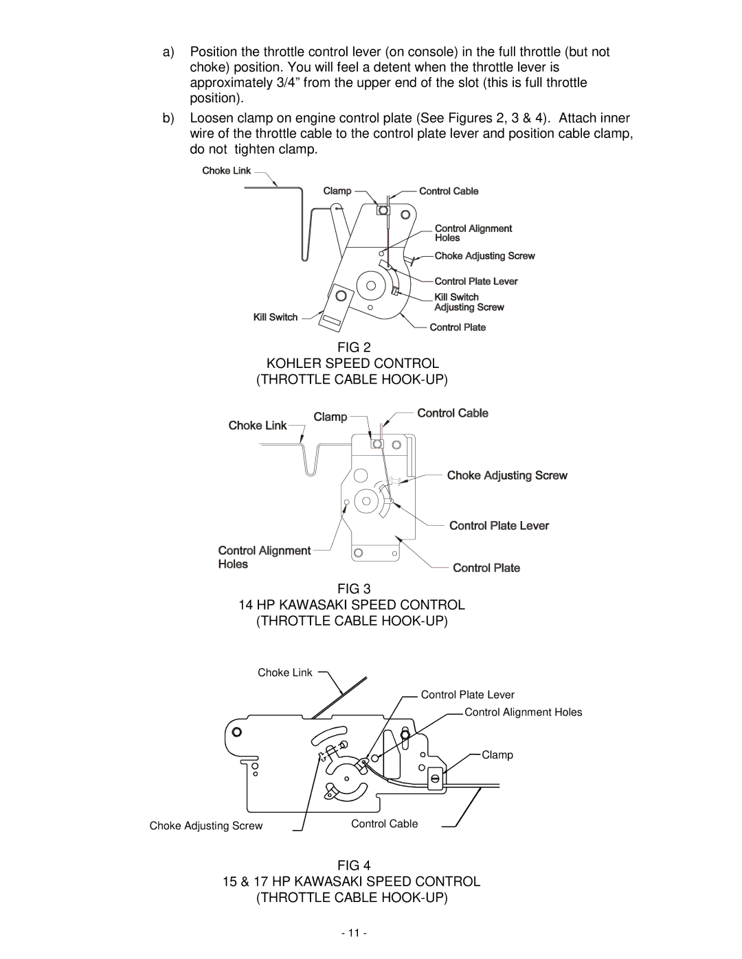 Exmark MHP4815KC, MHP3614KA, MHP3615KC, MHP3615KA, MHP4816BV manual 15 & 17 HP Kawasaki Speed Control Throttle Cable HOOK-UP 