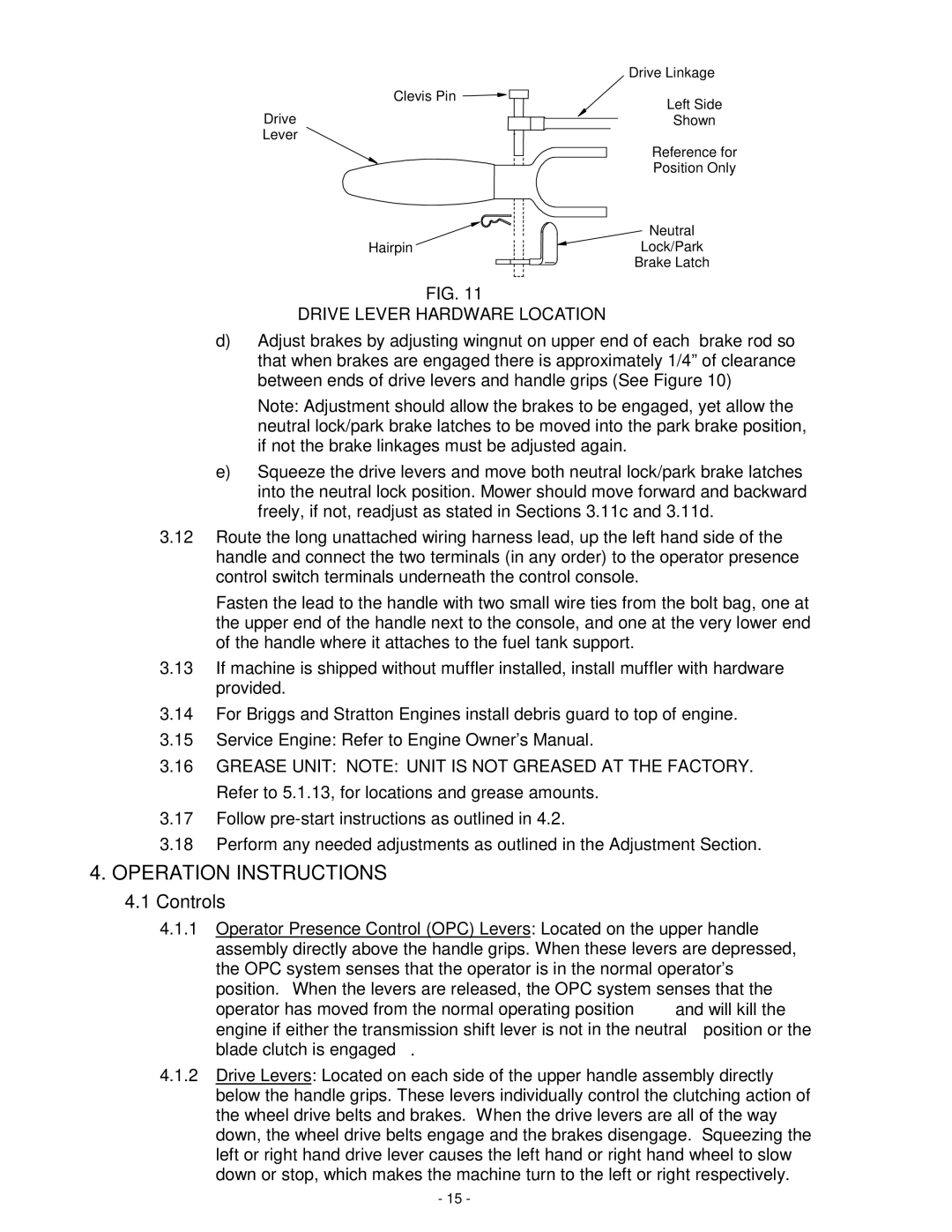 Exmark MHP3615KA, MHP3614KA, MHP3615KC, MHP4816BV, MHP4815KC manual Operation Instructions, Drive Lever Hardware Location 