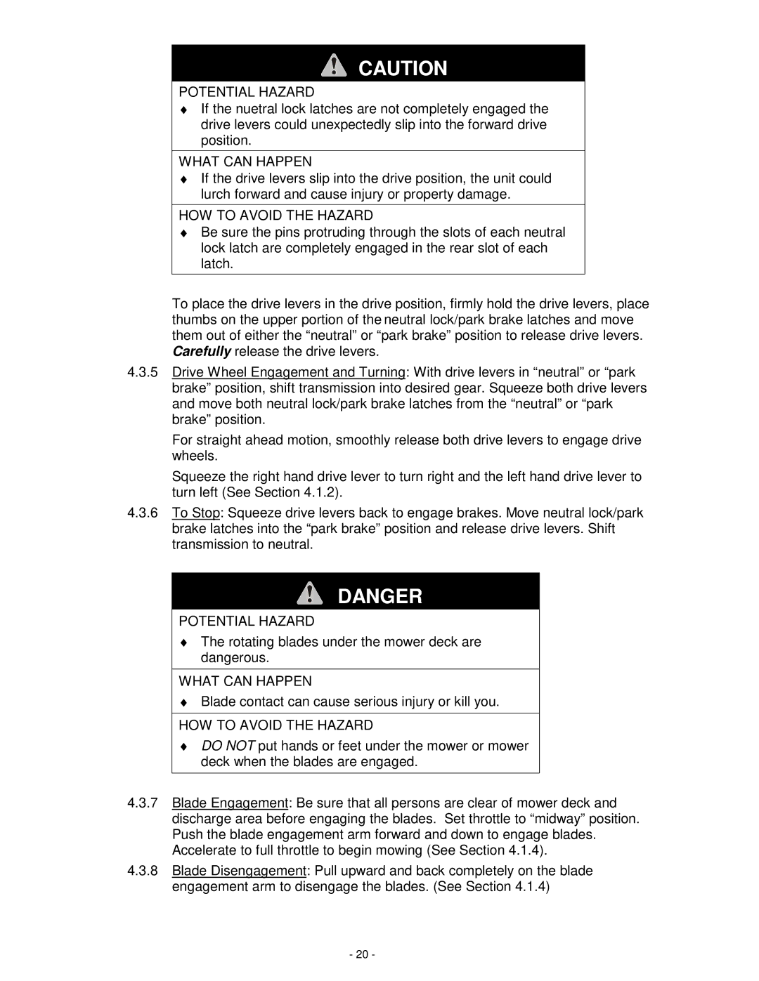 Exmark MHP3615KC, MHP3614KA, MHP3615KA, MHP4816BV, MHP4815KC manual Rotating blades under the mower deck are dangerous 