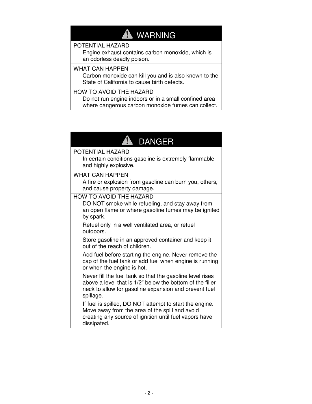 Exmark MHP3615KC, MHP3614KA, MHP3615KA, MHP4816BV, MHP4815KC manual Potential Hazard 