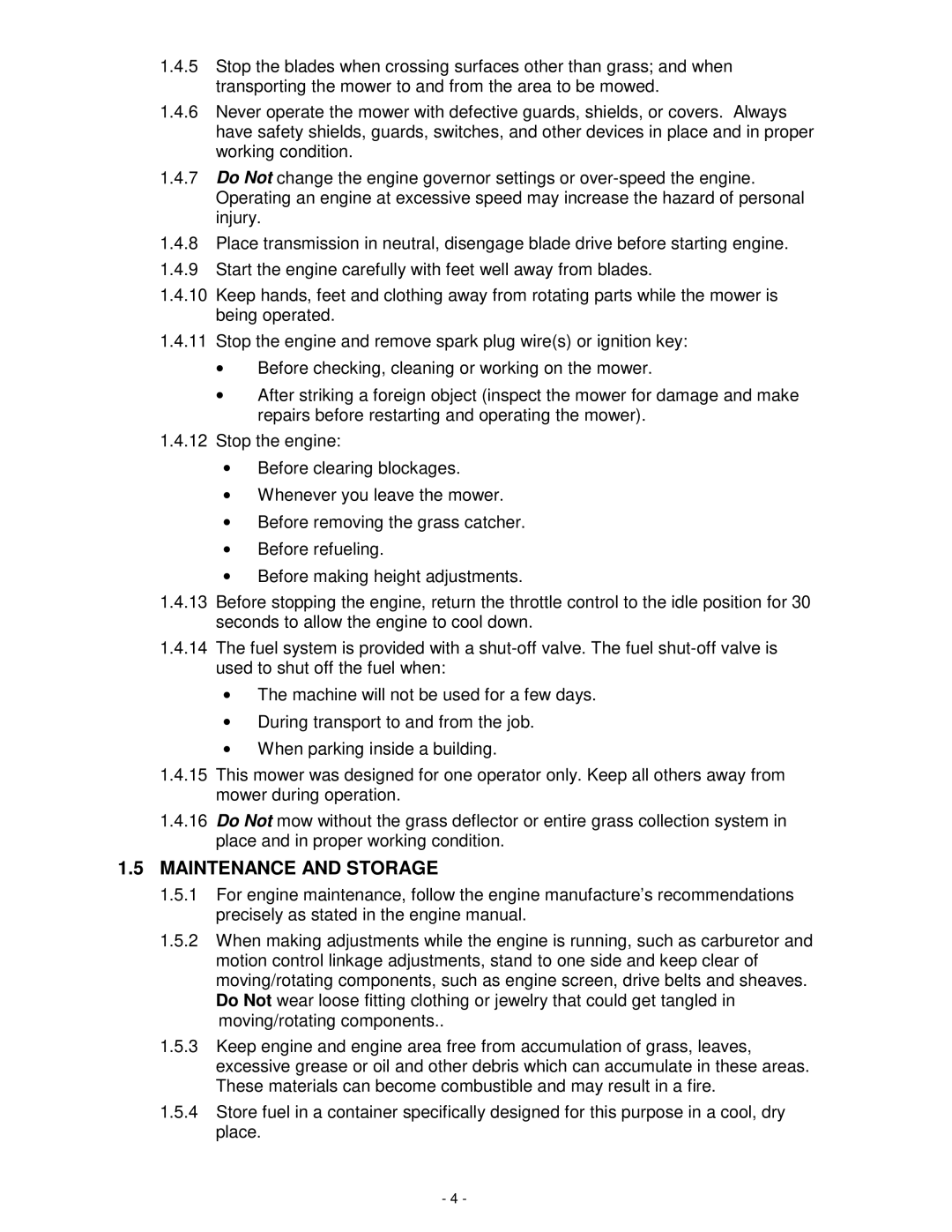 Exmark MHP4816BV, MHP3614KA, MHP3615KC, MHP3615KA, MHP4815KC manual Maintenance and Storage 