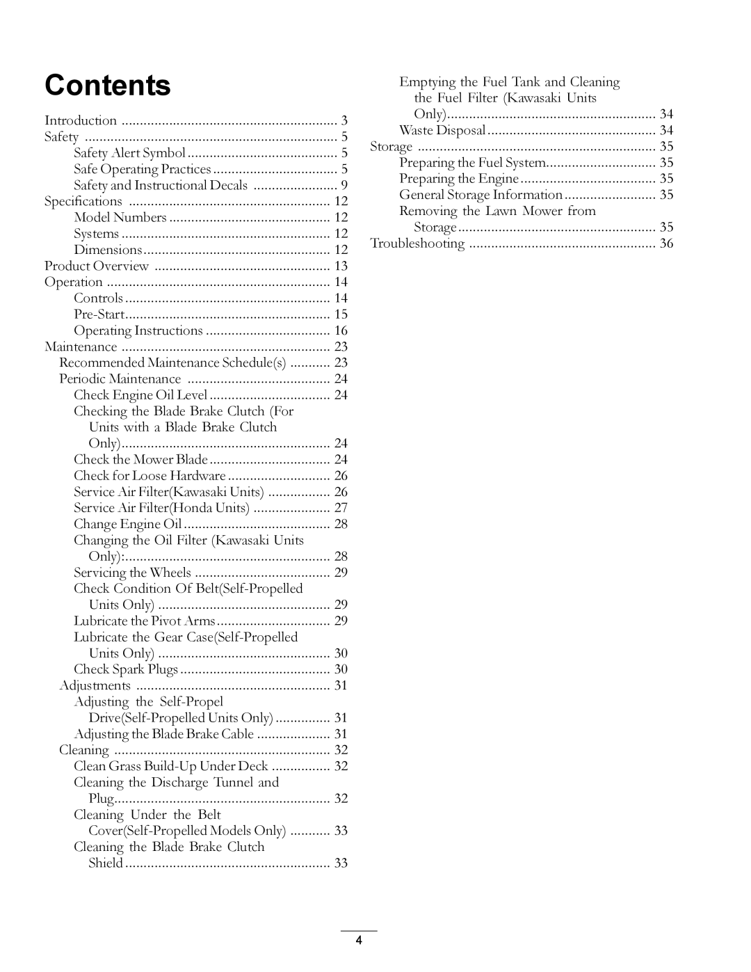 Exmark MPKA21 manual Contents 