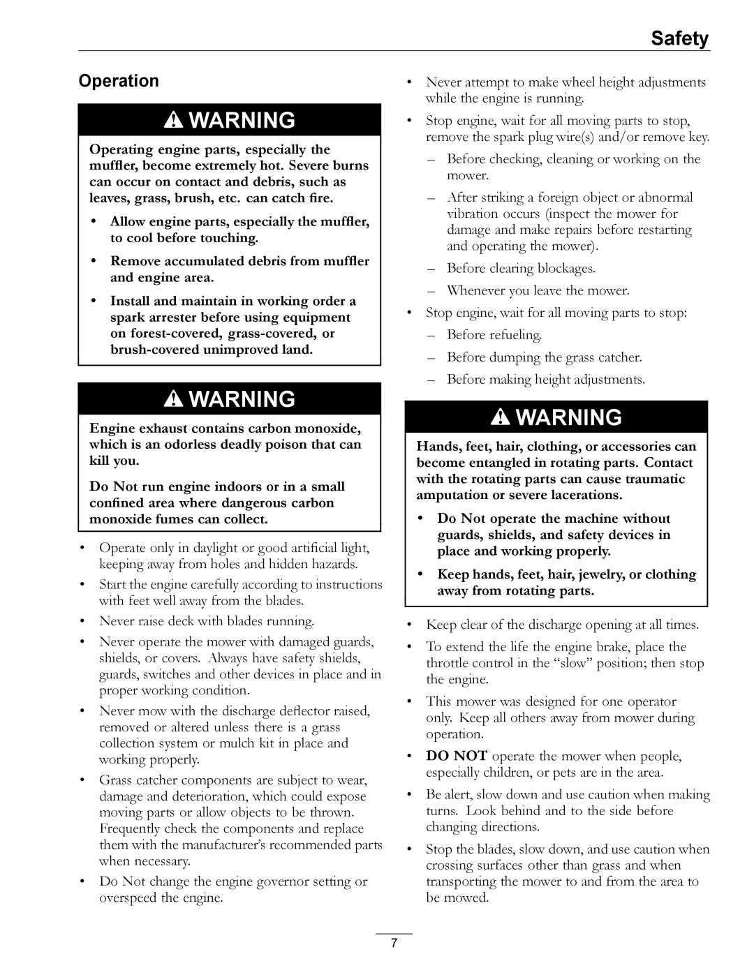 Exmark MPKA21 manual Operation 