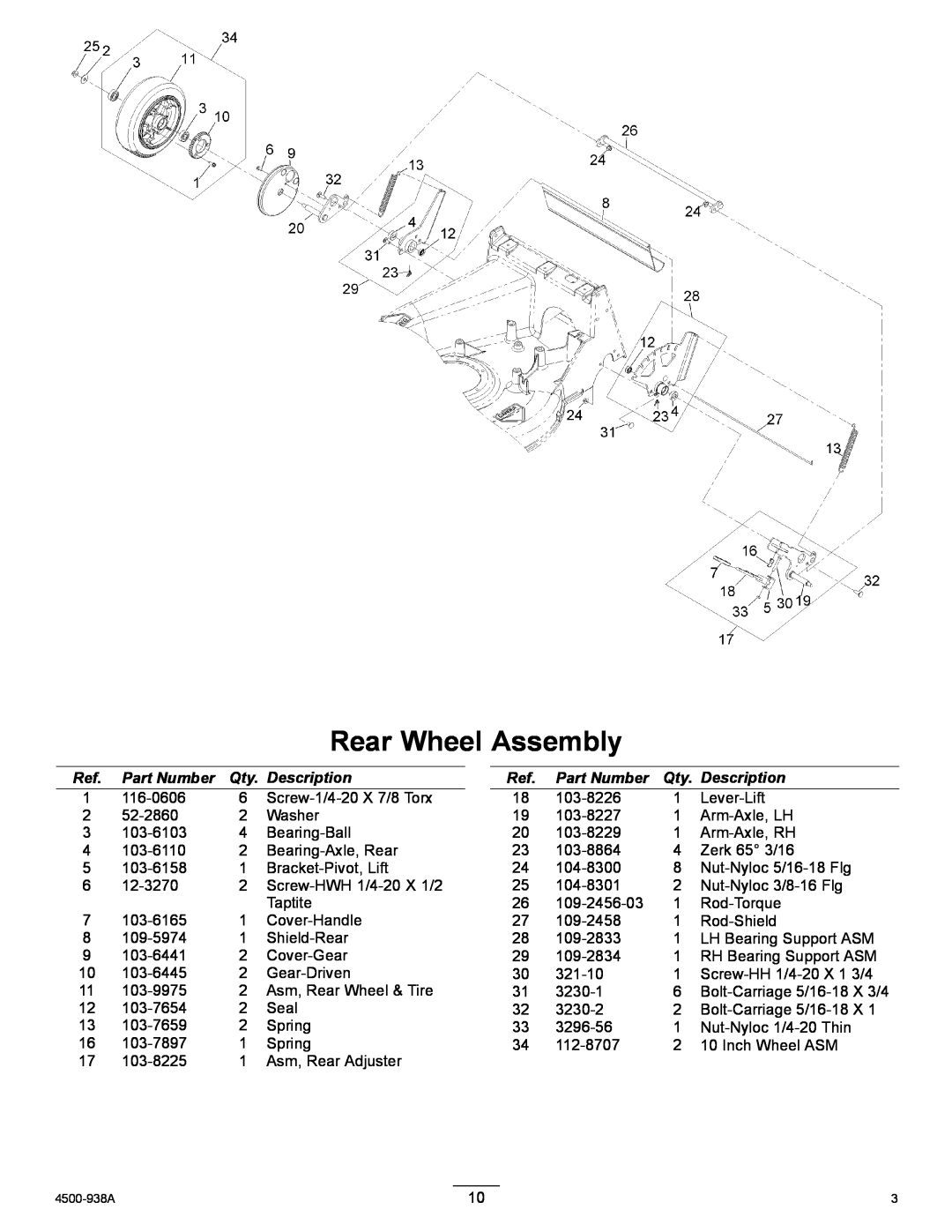 Exmark MSKABBC26 manual Rear Wheel Assembly, Part Number, Description 