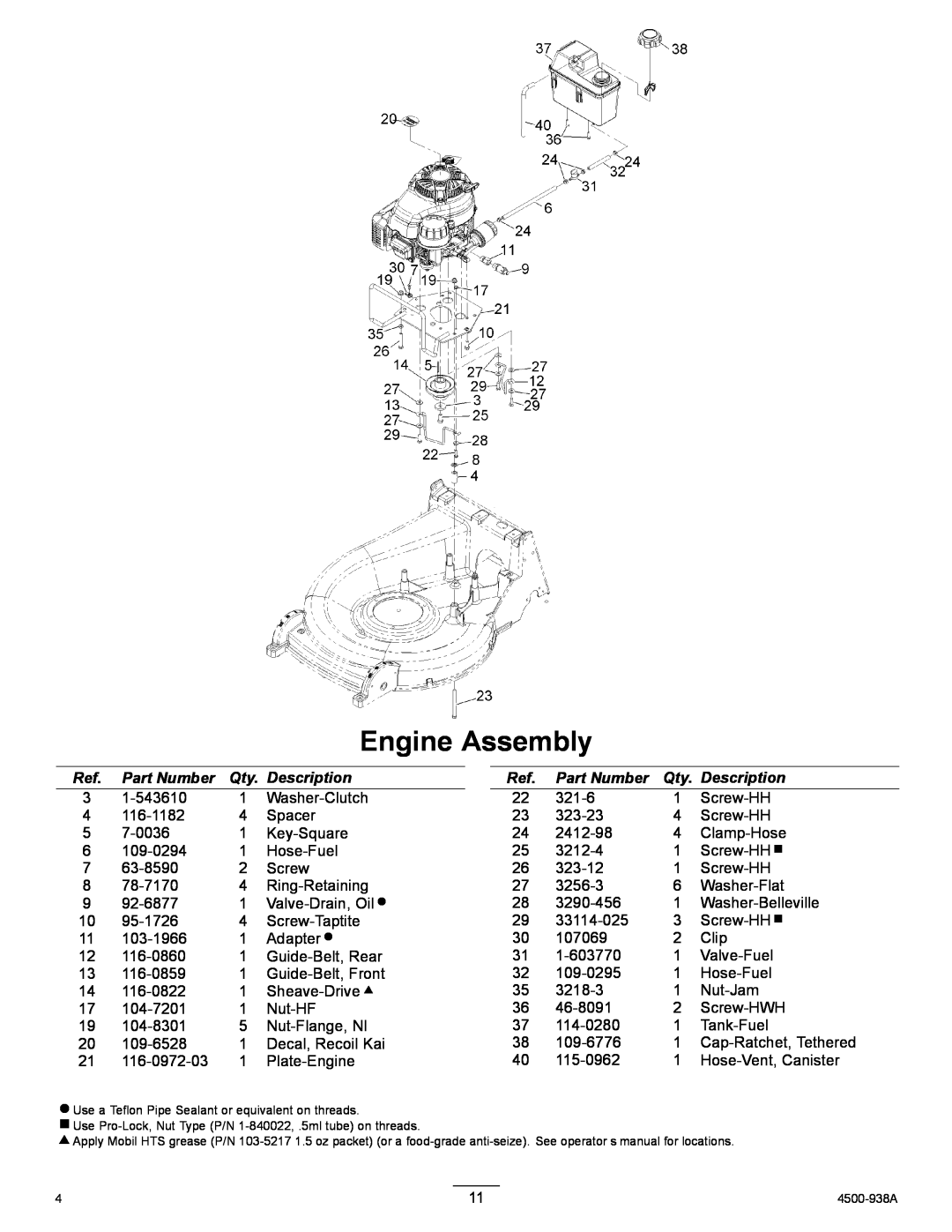 Exmark MSKABBC26 manual Engine Assembly, Part Number, Description 