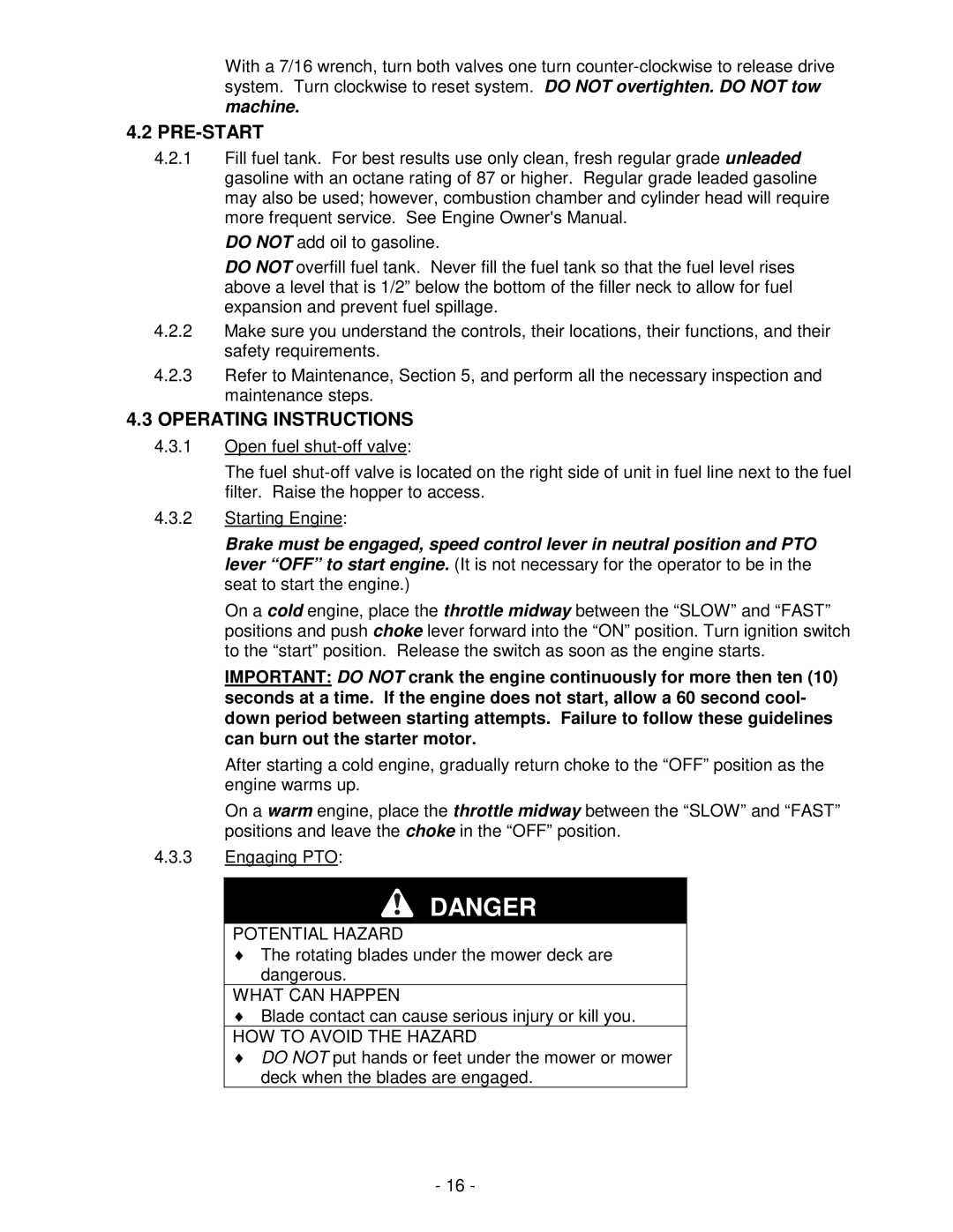 Exmark NAV27KC, NAV20KC manual Pre-Start, Operating Instructions 