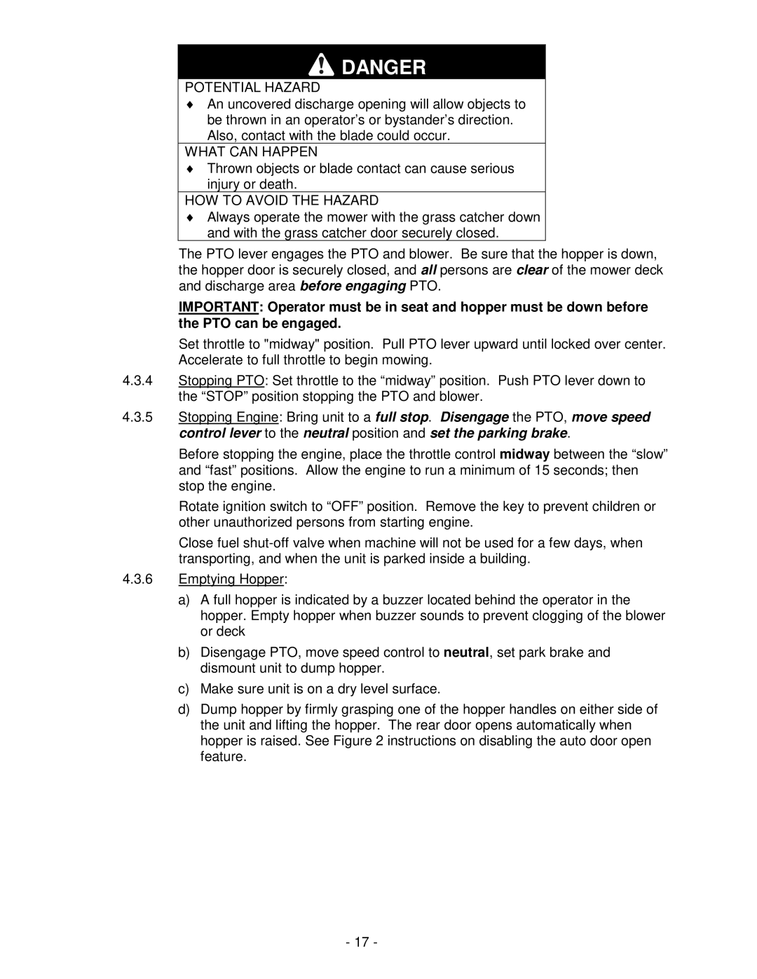 Exmark NAV20KC, NAV27KC manual Potential Hazard 