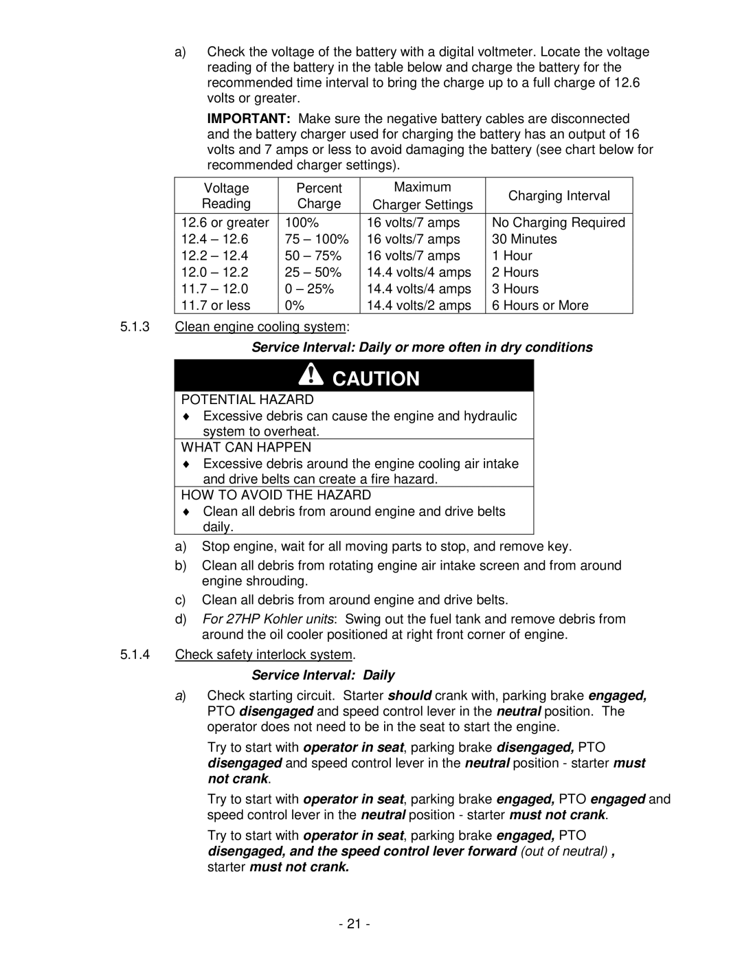 Exmark NAV20KC, NAV27KC manual Service Interval Daily or more often in dry conditions 