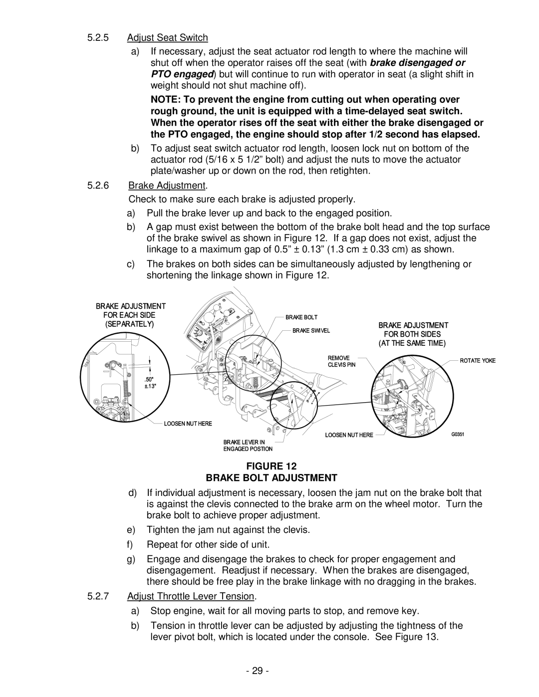 Exmark NAV20KC, NAV27KC manual Brake Bolt Adjustment 