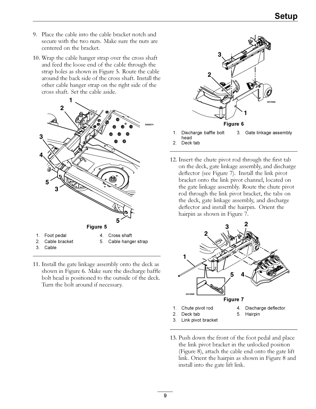 Exmark OCD02 manual Discharge baffle bolt Gate linkage assembly Head Deck tab 