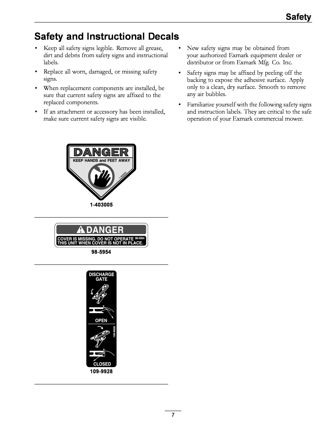 Exmark OCD02 manual Safety and Instructional Decals 