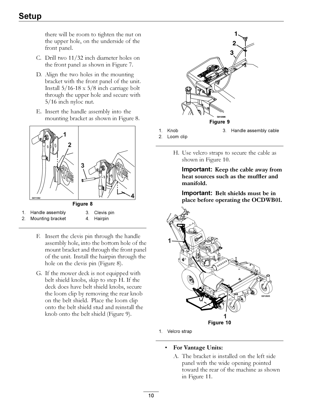 Exmark OCDWB01 manual For Vantage Units 